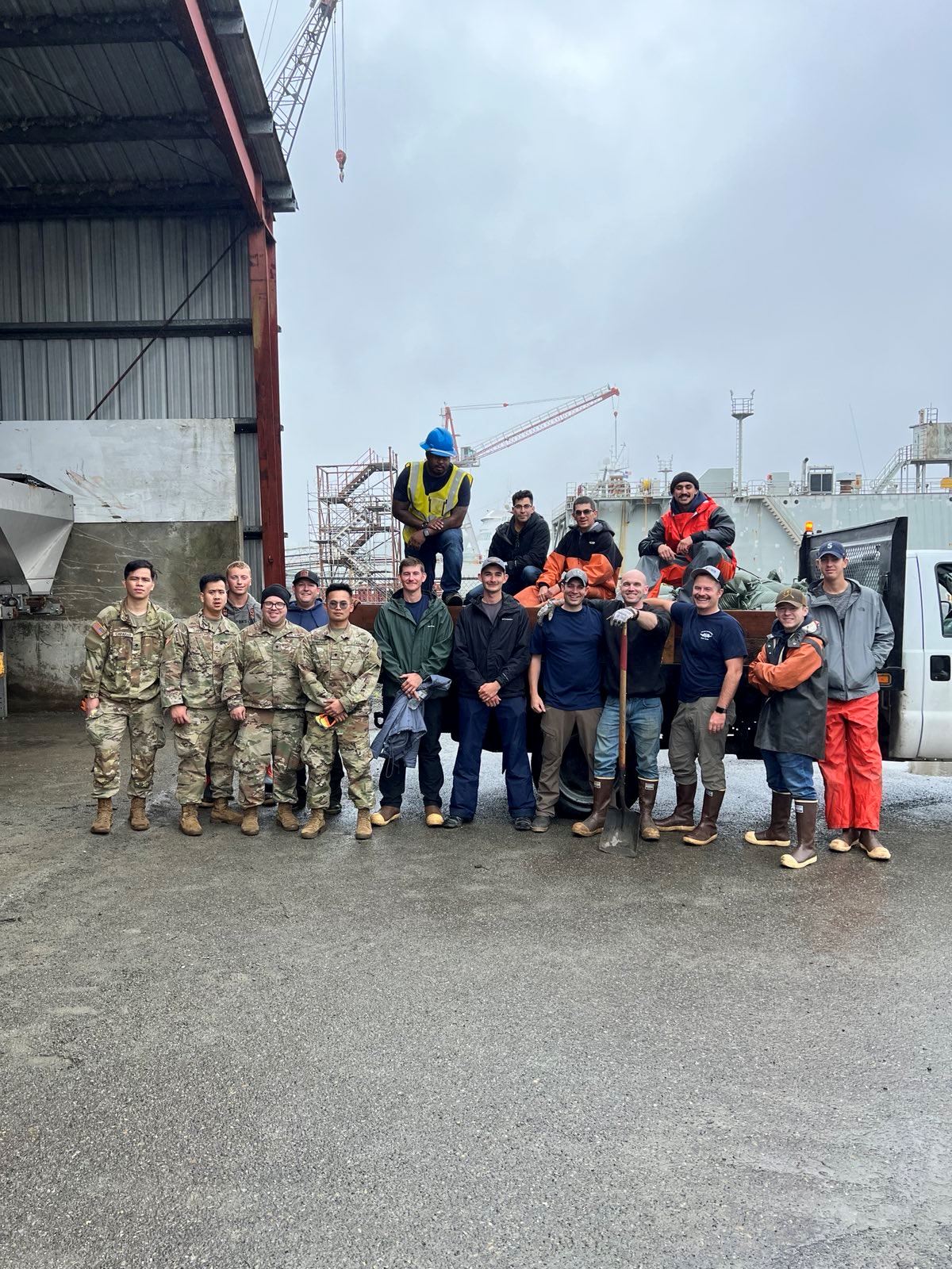 Sandbagging to divert the flow of water