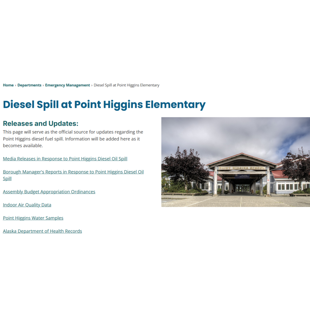 PHE Diesel Spill Webpage