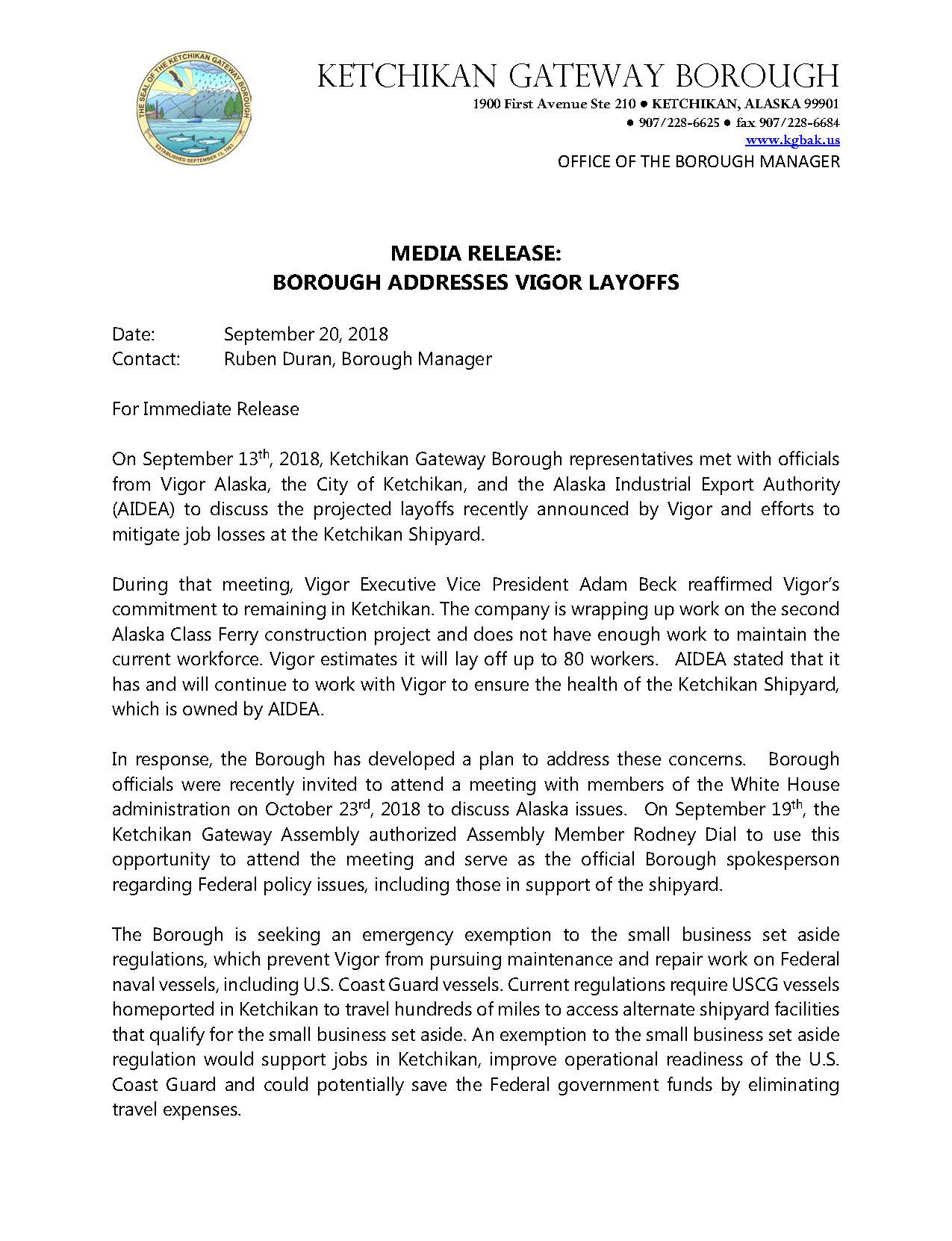 Borough Press Release page 1